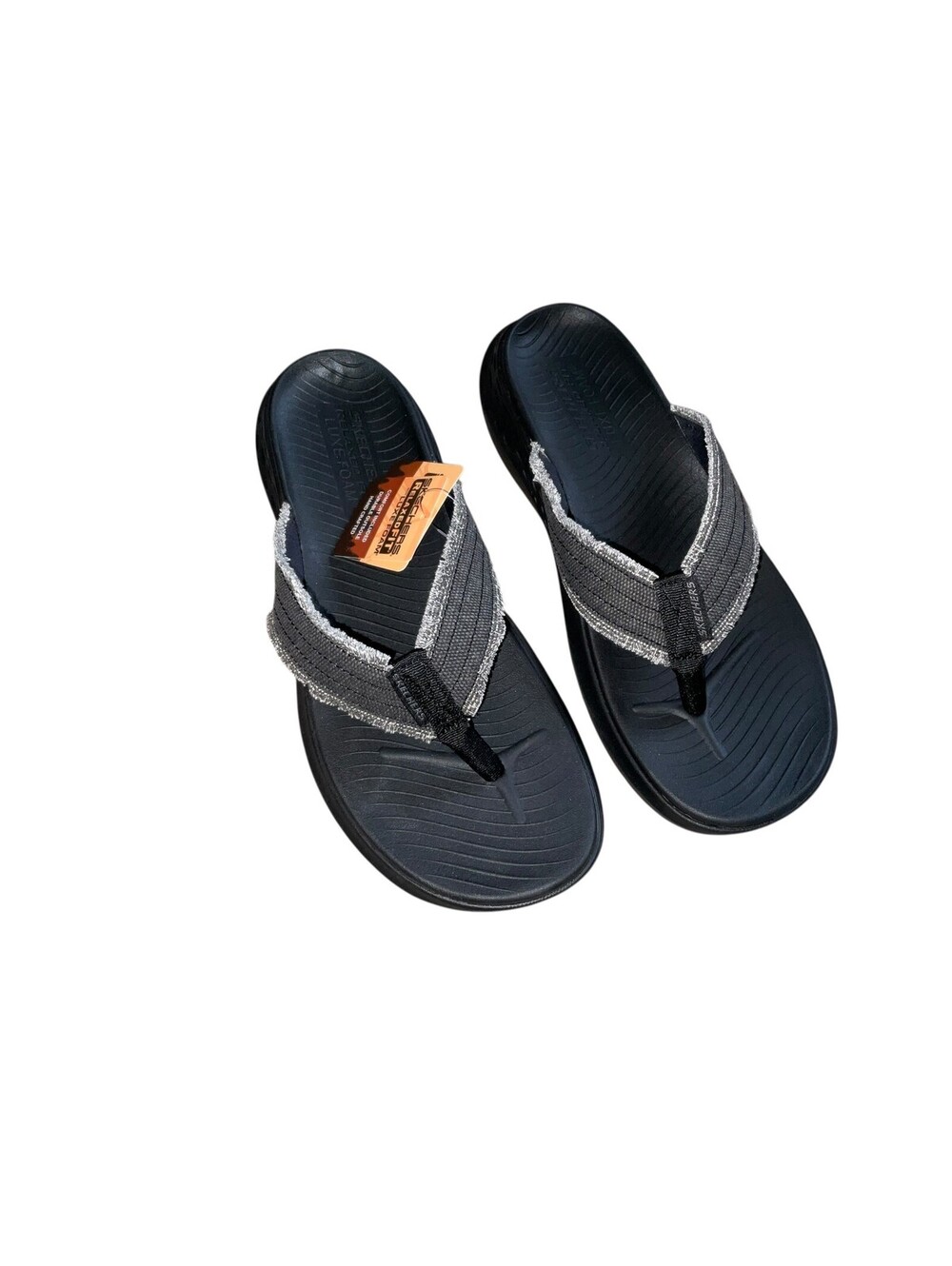 Skechers Men's Parson Sd-Gino Thong Sandal Frayed Edges Black Size 12 Flip Flop